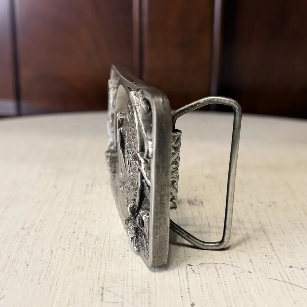 Vintage 1983 Siskiyou Native American Indian Pewter Belt Buckle Williams Oregon